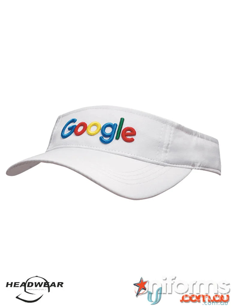 White visor with Google logo, perfect for high-quality sports uniforms and wide look