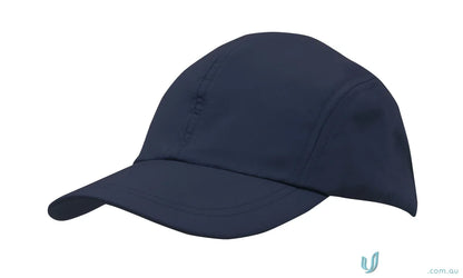 Dark blue five-panel baseball cap with embroidered design, perfect for uniforms or workwear