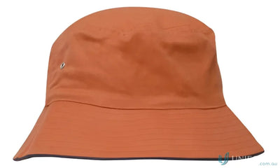 Orange sport twill bucket hat perfect for casual trips and sunny days