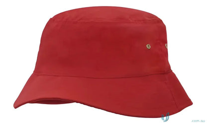 Red sports twill bucket hat for a cool, casual look in your collection