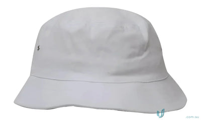 White sports twill bucket hat perfect for casual sunny days and outdoor looks