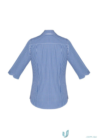 Blue and white checkered blouse from Springfield Ladies 3Qtr Shirt for springfield office wear