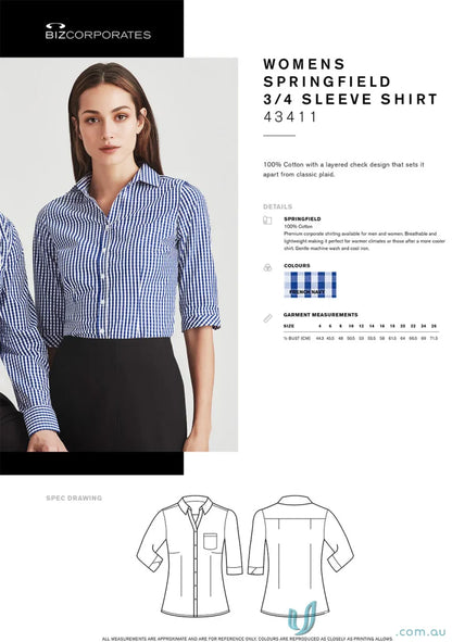 Women’s Springfield 3/4 sleeve shirt for springfield office wear and women’s Springfield fashion