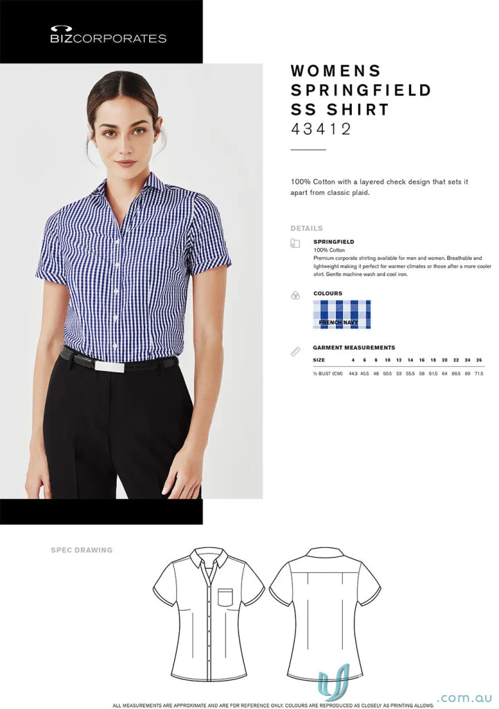 Women’s Springfield shirt with springfield short sleeve and yarn-dyed check pattern