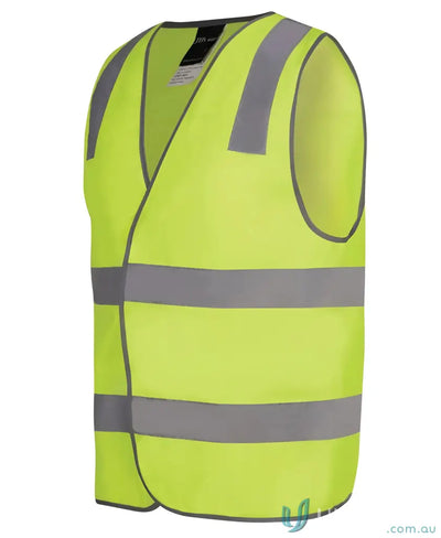 Bright yellow printed staff vest with reflective stripes for safety printed D+N use