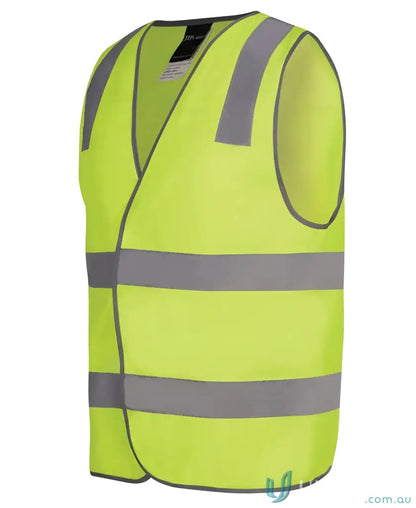 Bright yellow printed staff vest with reflective stripes for safety printed D+N use
