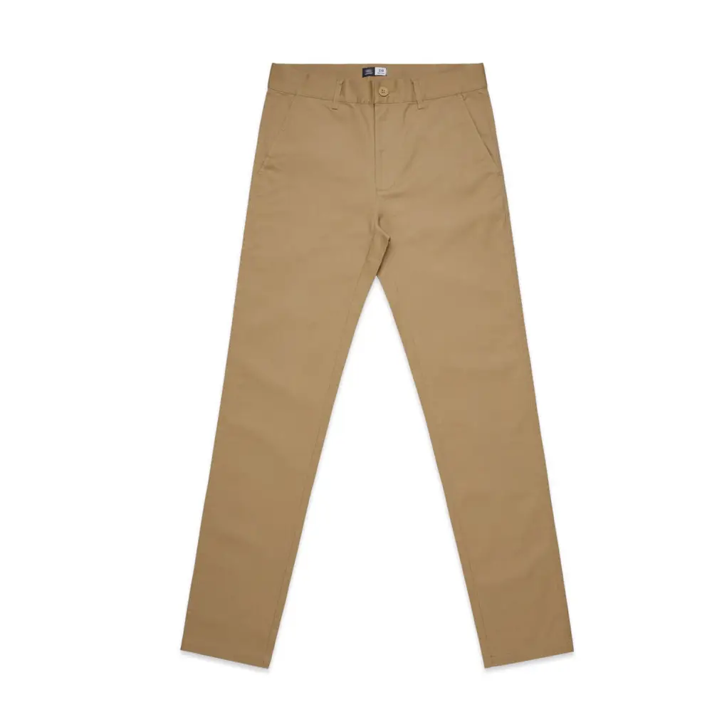 Khaki slim-fit Standard Slim Pants with straight leg, YKK zip fly, jet pockets