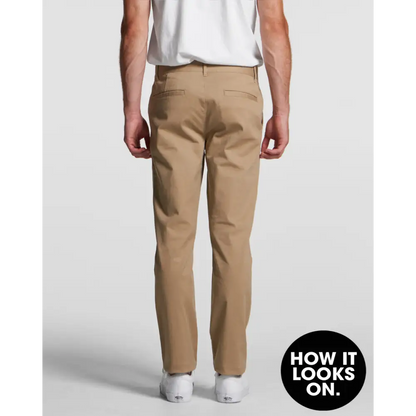 Khaki Standard Slim Pants with YKK zip fly, jet pockets, classic clean aesthetic