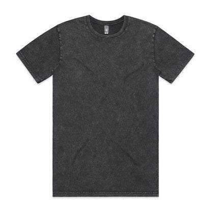 Black acid wash t-shirt with crew neck and short sleeves.