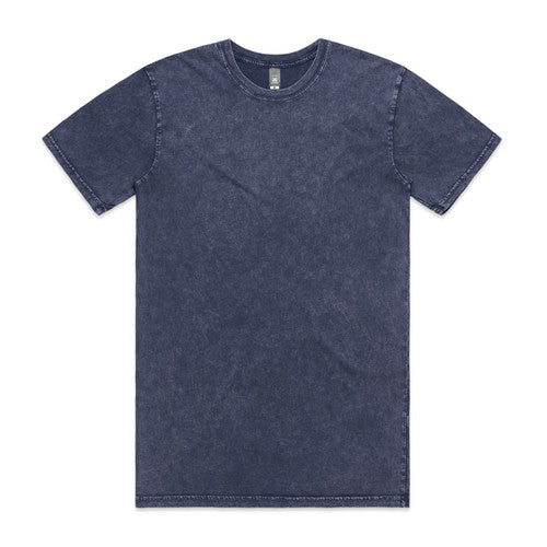 Navy blue acid wash t-shirt with crew neck and short sleeves.
