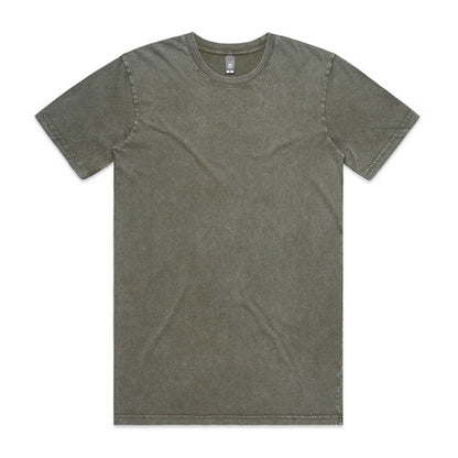 Olive green crew neck t-shirt with short sleeves and a relaxed fit.