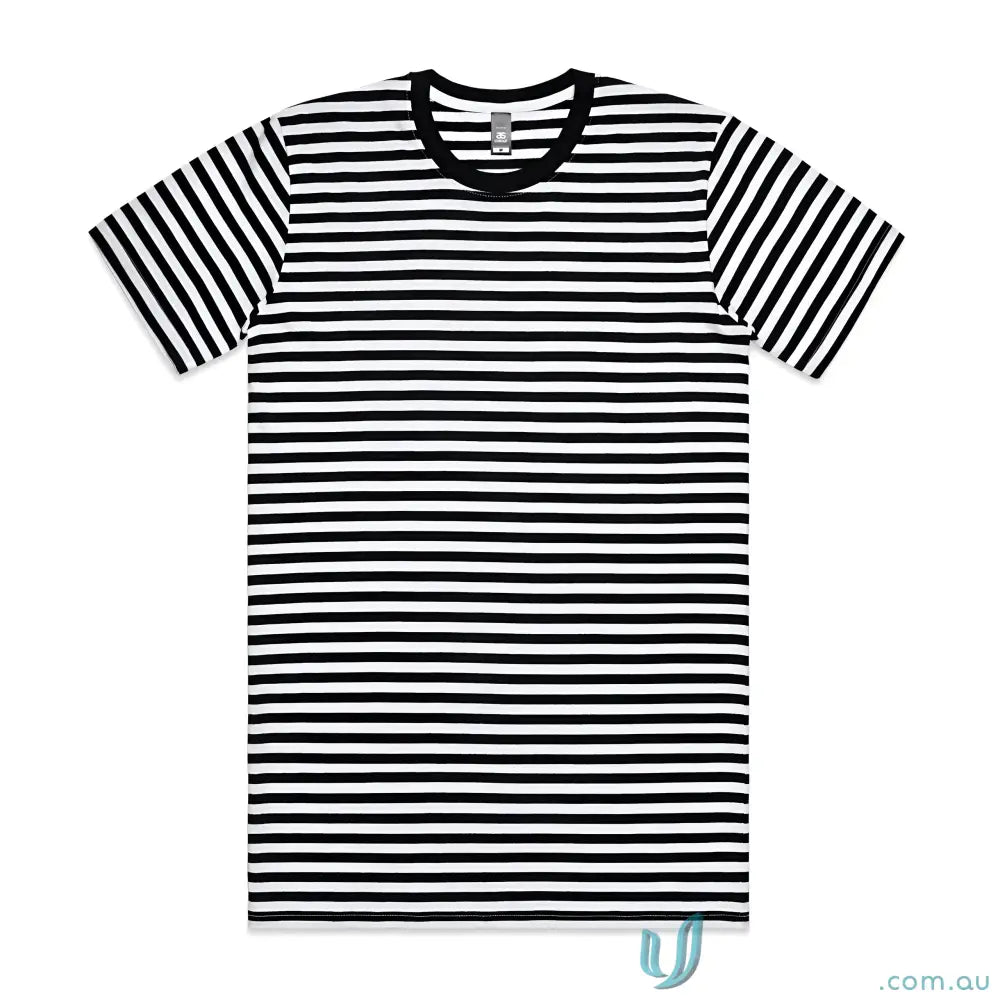 Black and white striped staple stripe tee with crew neck, perfect casual look