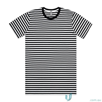 Black and white striped staple stripe tee with crew neck, perfect casual look