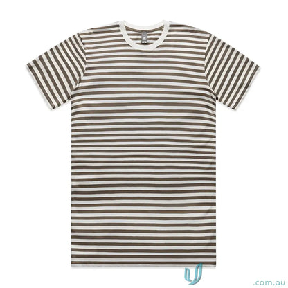 Staple Stripe Tee with short sleeves and horizontal dark brown and white stripes