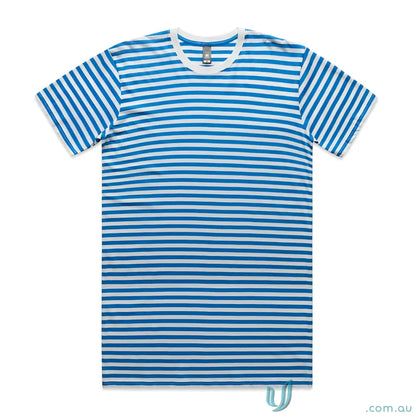 Blue and white striped staple stripe tee with short sleeves and crew neck for casual wear