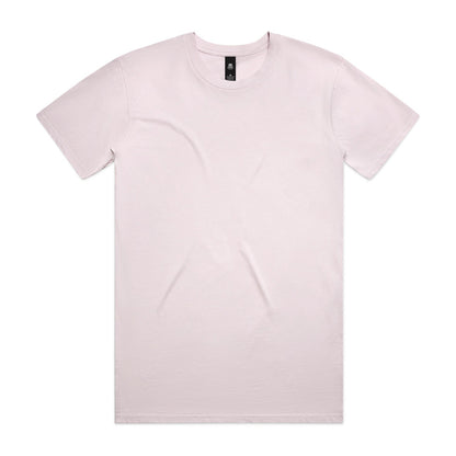 Pale pink crew neck t-shirt with short sleeves and a small logo on the left chest.