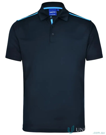 Navy blue ps83 Staten Polo shirt with light blue accents from Rapid Cool Contrast collection