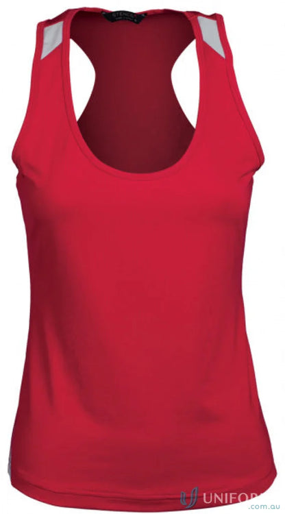 Red racerback tank top from Stencil Ladies Team Singlet, perfect for ladies’ team uniforms
