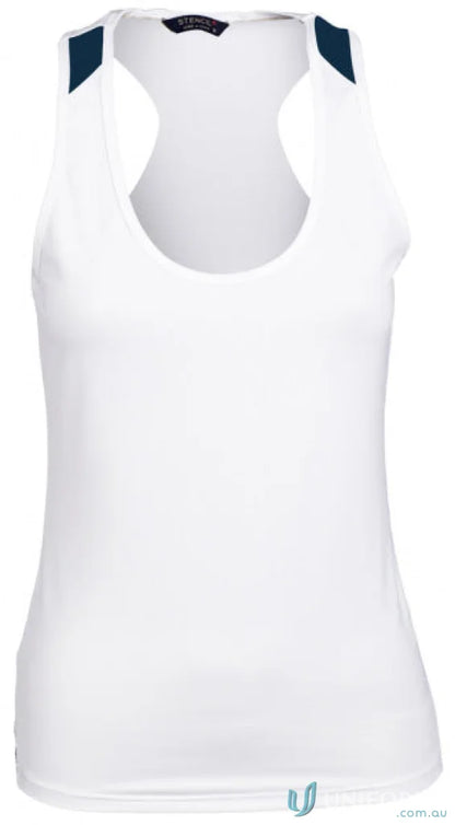 White racerback tank top from Stencil Ladies Team Singlet for ladies’ team uniforms