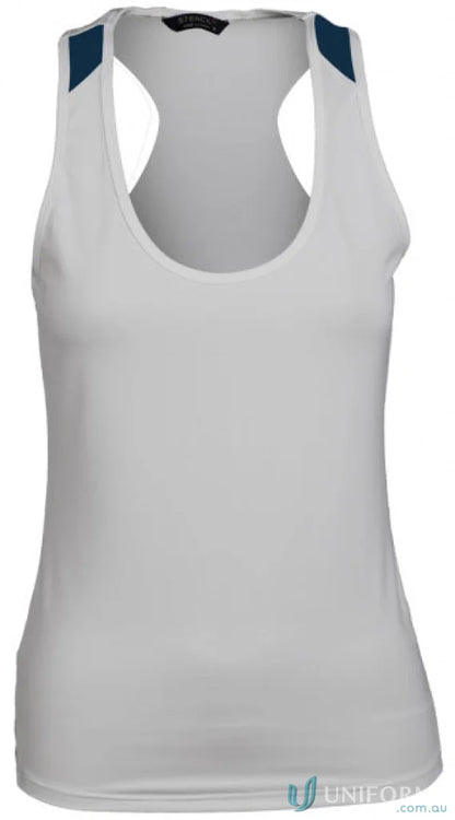 White racerback tank top from the Stencil Ladies Team Singlet for team uniforms