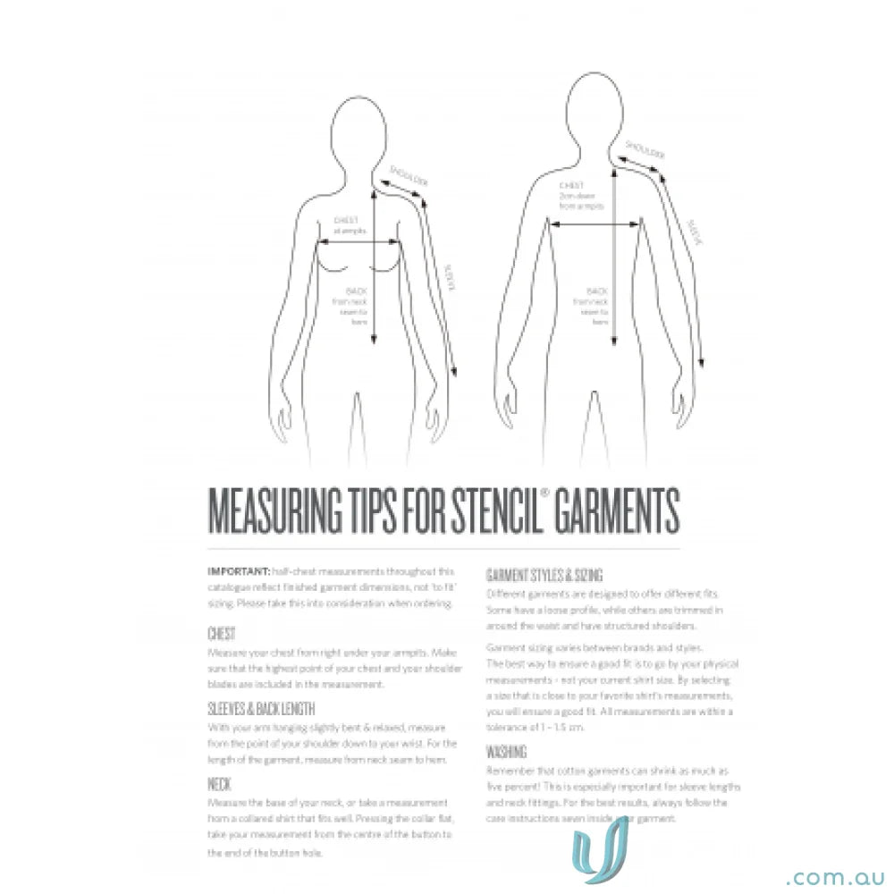 Garment measurement guide for Stencil Team LS Polo long sleeve clothing