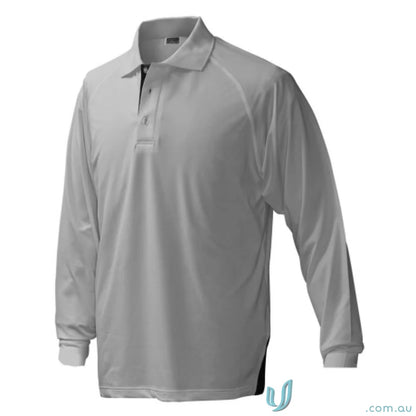 Stencil Team LS Polo long sleeve gray shirt with three-button placket for team look