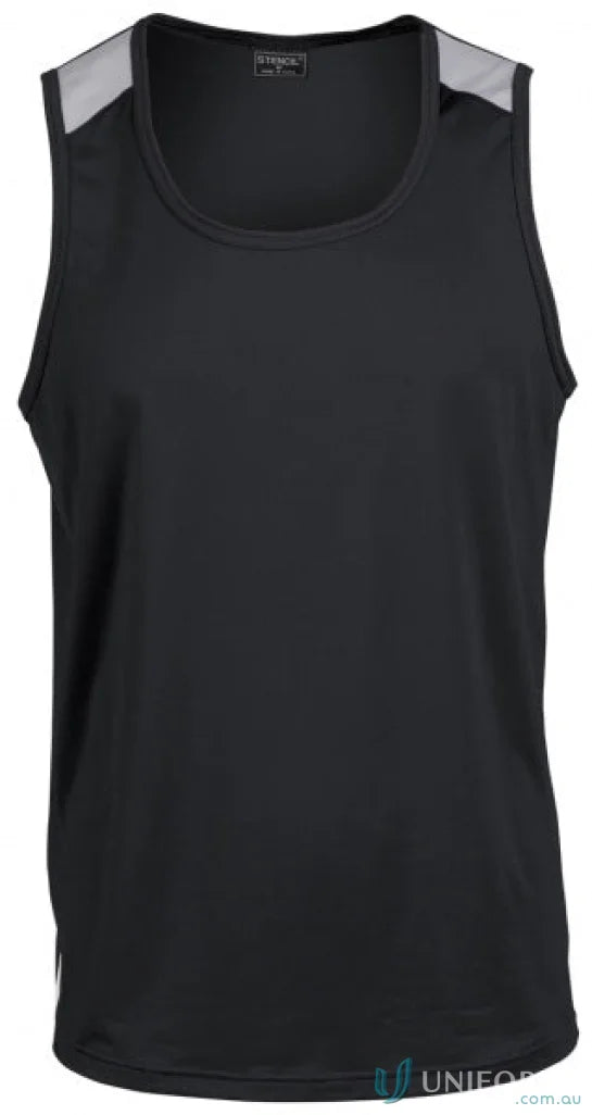 Black and gray athletic team tank top perfect for sports uniforms and workwear