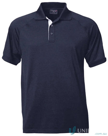 Navy blue Stencil Team SS Polo shirt with white trim ideal for uniforms and workwear