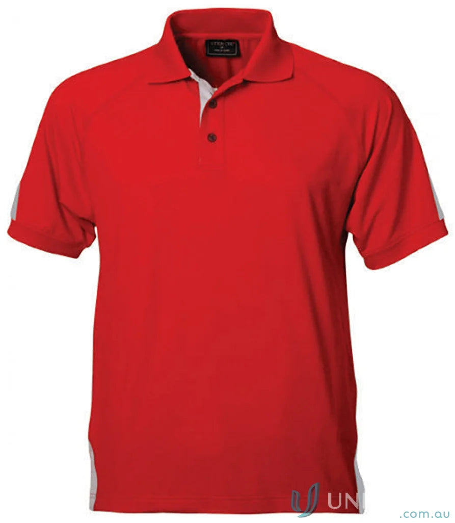 Cool Dry Red Polo Shirt with White Accents from Stencil Team SS Polo for Workwear