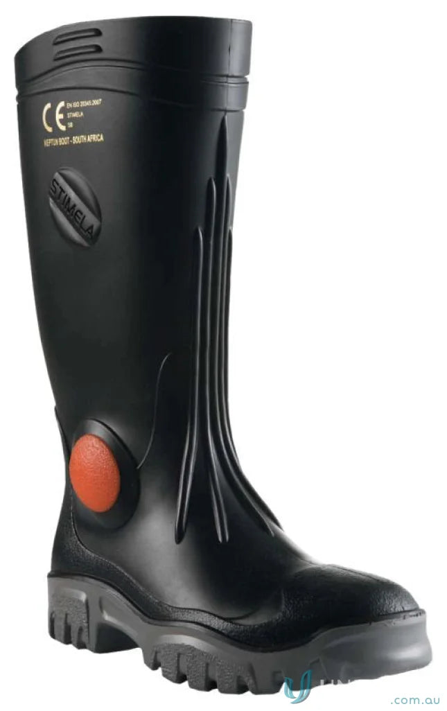 Black rubber workboot with ankle support from Stimela Superintendant workwear line