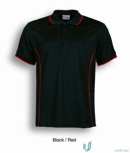 Stitch Polo shirt for uniforms featuring a black polo with red trim
