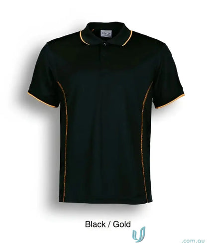 Stitch Polo shirt in black and gold, perfect for stylish uniforms and polo lovers
