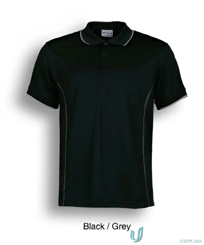 Black and gray Stitch Polo shirt perfect for casual uniforms and stylish polo wear