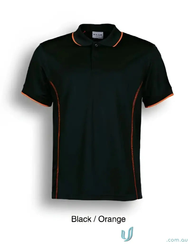 Black and orange Stitch Polo shirt ideal for casual uniforms and stylish polo wear