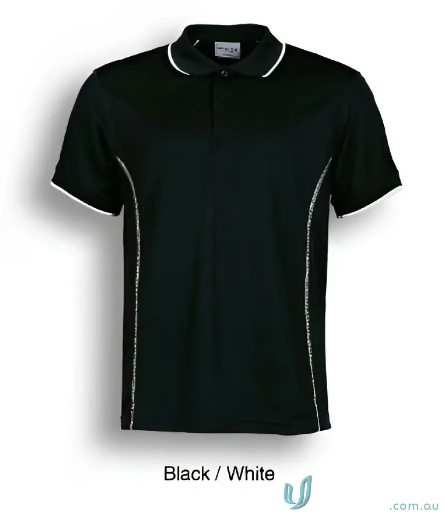 Black Stitch Polo shirt with white trim, perfect for uniforms and casual wear
