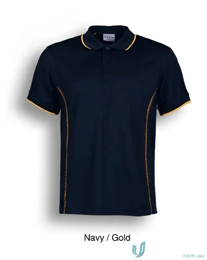 Stitch Polo shirt in navy and gold perfect for stylish uniforms