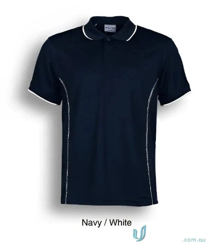 Navy and white Polo shirt featuring stitch detail, perfect for uniforms or casual wear