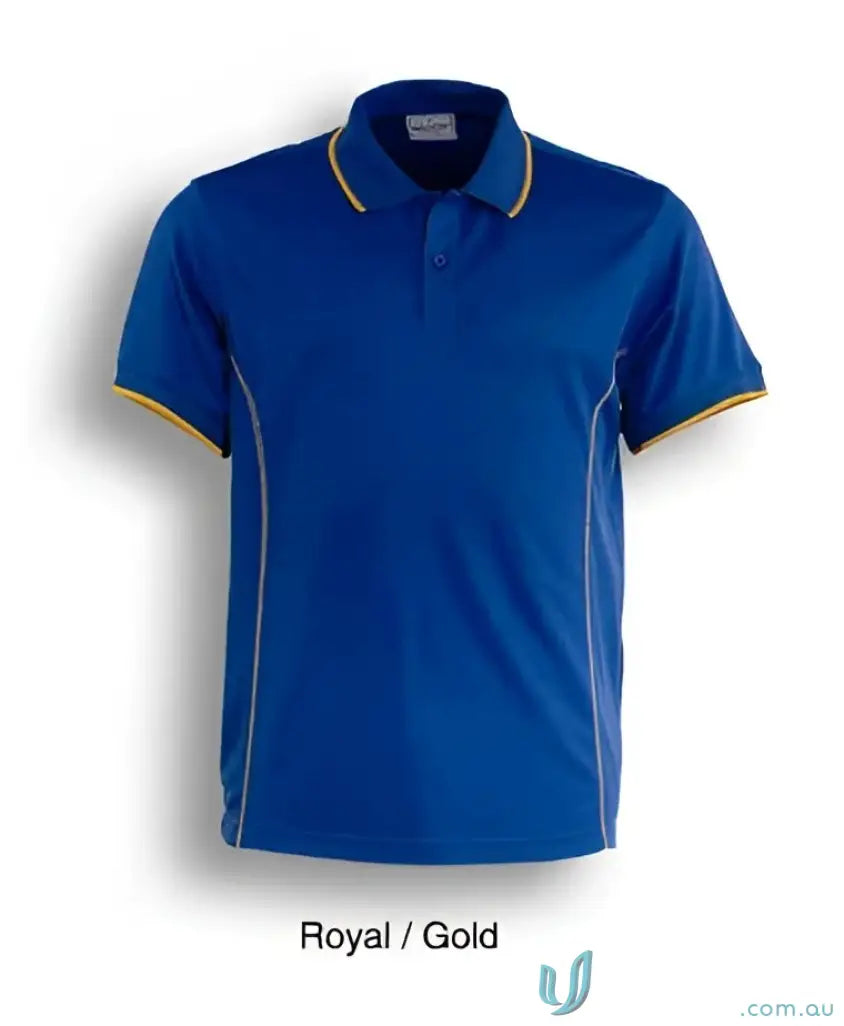 Royal blue and gold Stitch Polo shirt perfect for stylish uniforms