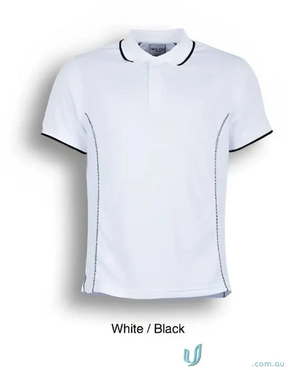 White Stitch Polo shirt with black trim perfect for uniforms and casual wear