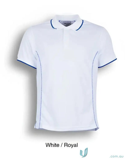 Stitch Polo uniform shirt with white and blue trim perfect for casual polo wear