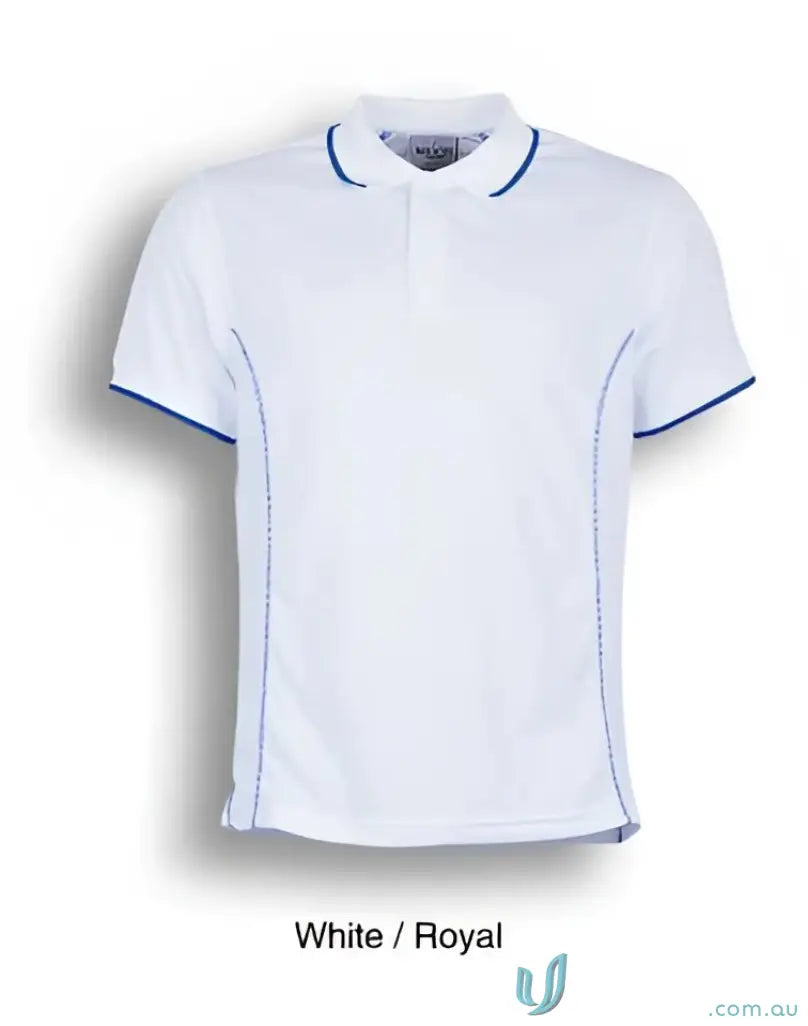 Stitch Polo uniform shirt with white and blue trim perfect for casual polo wear