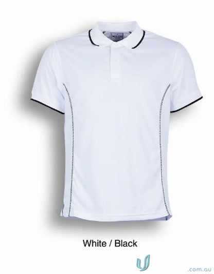 White Stitch Polo shirt with black trim perfect for uniforms and casual wear