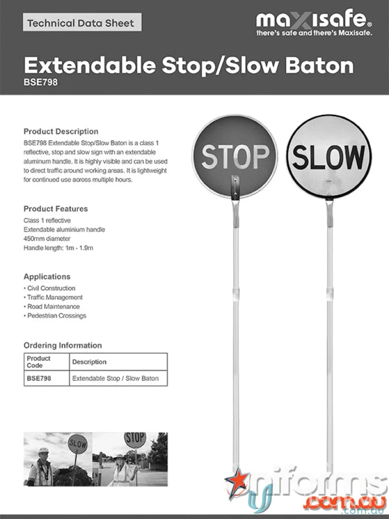 Extendable aluminium handle stop/slow baton for safety and easy handling