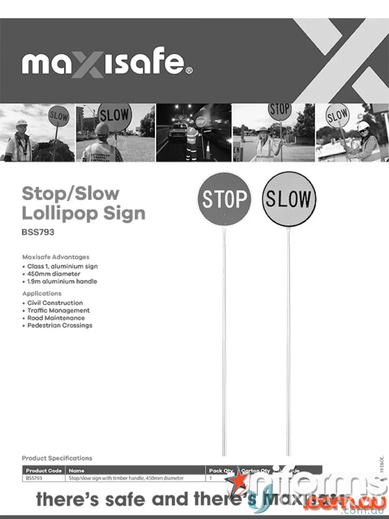 Stop Slow Lollipop Sign for work uniforms and workwear safety signs