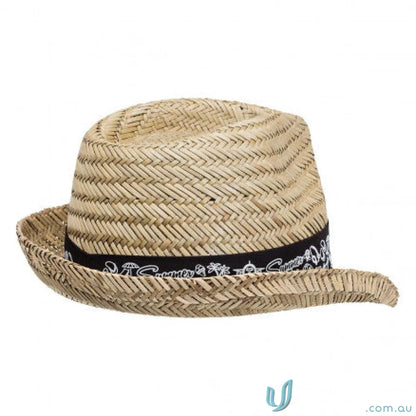 Woven Straw Fedora with Stylish Hat Band, Perfect for Uniforms, Sold Separately