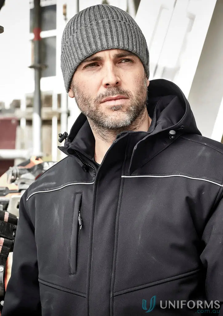 Streetworx Beanie zmbean worn with black winter jacket in cold weather uniform during temperature drops