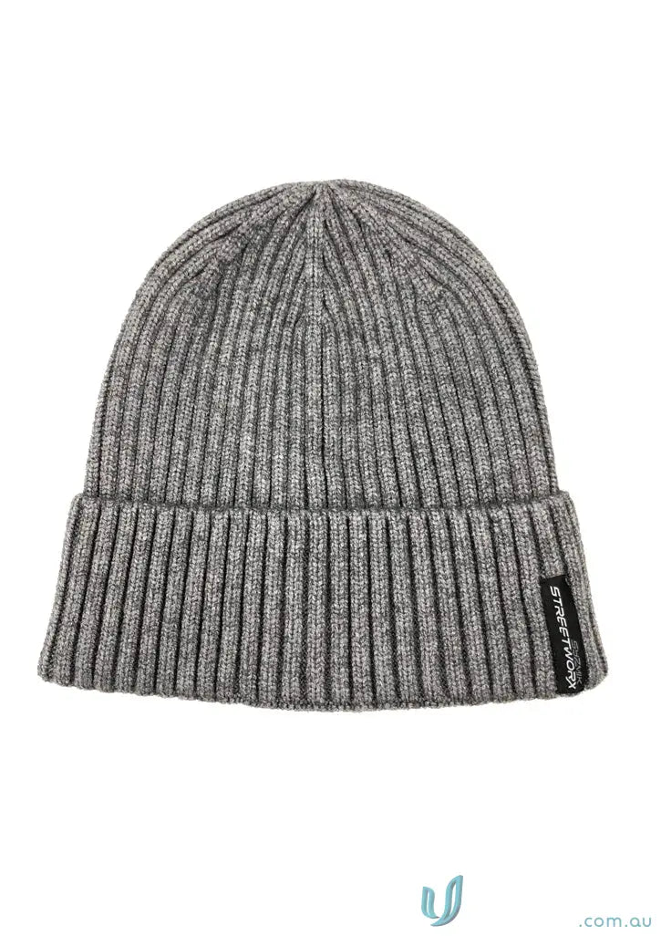 Streetworx Beanie zmbean in gray ribbed knit perfect for cold weather uniform as temperature drops