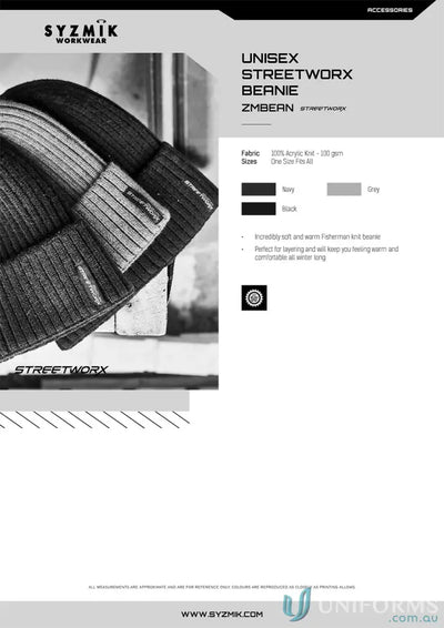 Streetworx Beanie zmbean in multiple colors perfect for cold weather uniform during temperature drops