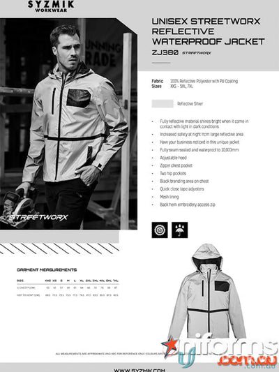 Streetworx reflective waterproof jacket perfect for urban use ZJ380 waterproof jacket