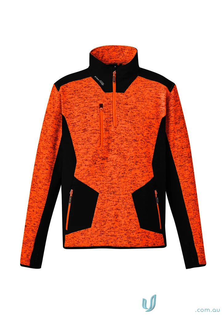 Orange and black Marle knitted fleece zip pullover ZT380 from SYZMIK Streetworx Reinforced